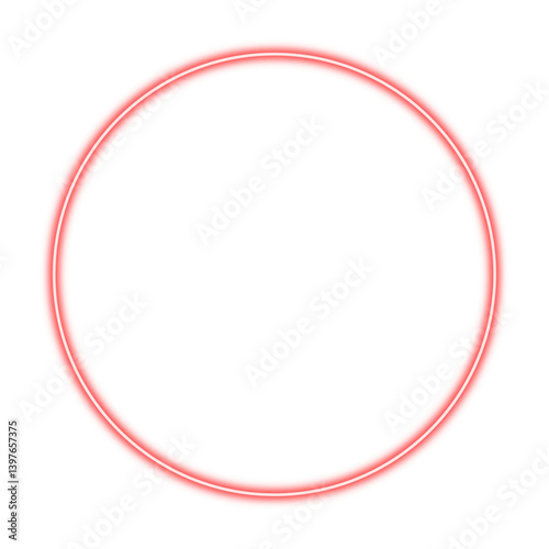 Luminous neon circle frame in red color