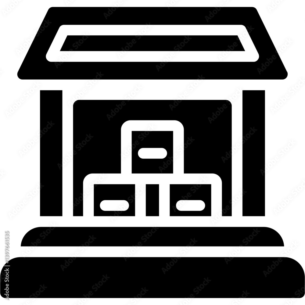 Warehouse Glyph Icon Warehouse Glyph Icon