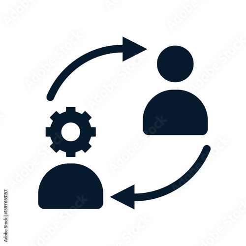 Concept of change management, professional. Vector linear icon isolated on white background.