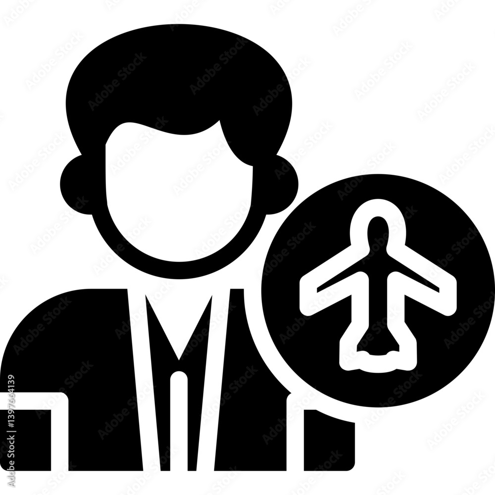 Obraz premium Flight Attendant Glyph Icon