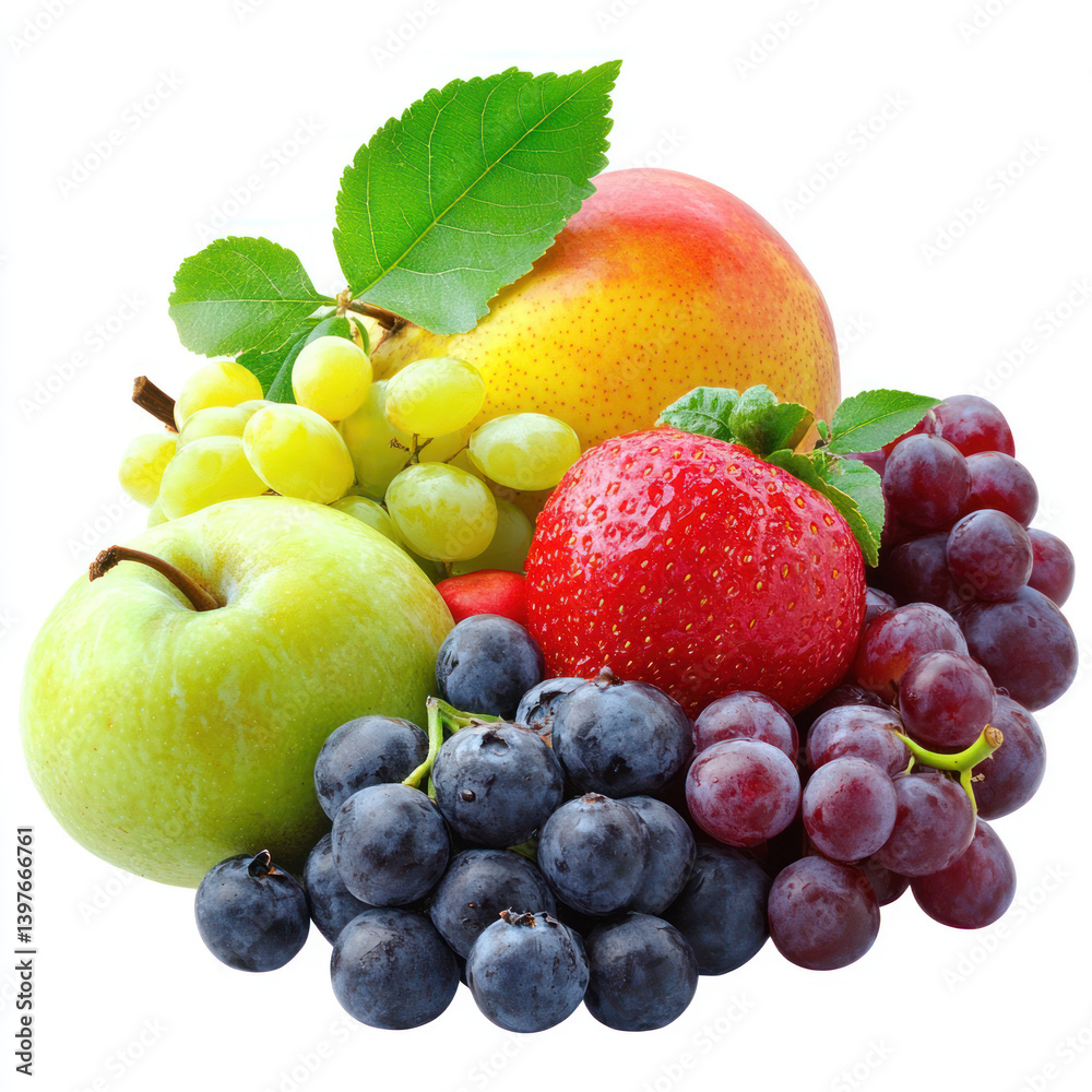 fresh fruits on white fresh fruits on white