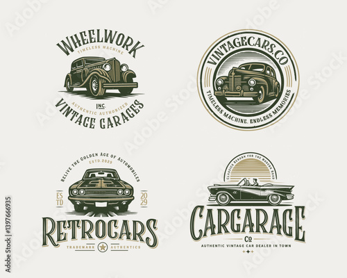 Vintage classic retro car garage logo template for sport car brand