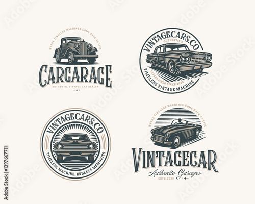 Vintage classic retro car garage logo template for sport car brand