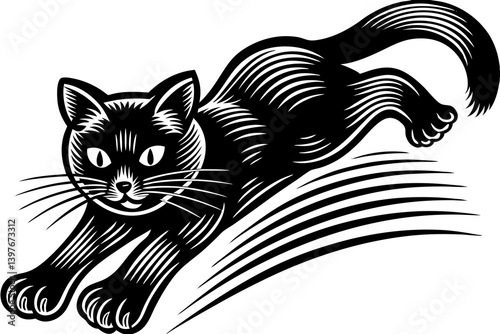 Powerful and captivating image of a wild cat in its natural environment, portraying strength, agility, and untamed beauty. Ideal for use in wildlife documentaries, nature-themed designs, conservation 