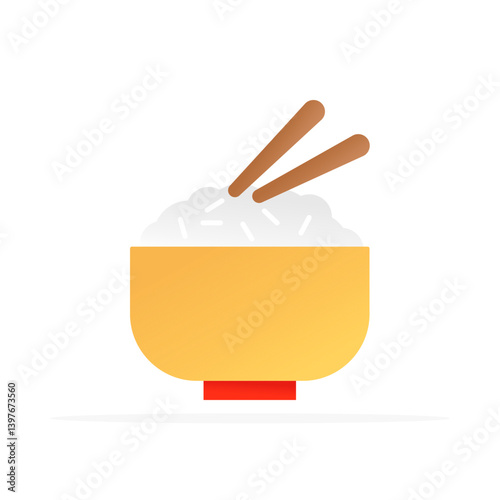 rice bowl icon, flat colored vector. modern and minimalist design