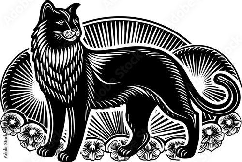 Powerful and captivating image of a wild cat in its natural environment, portraying strength, agility, and untamed beauty. Ideal for use in wildlife documentaries, nature-themed designs, conservation 