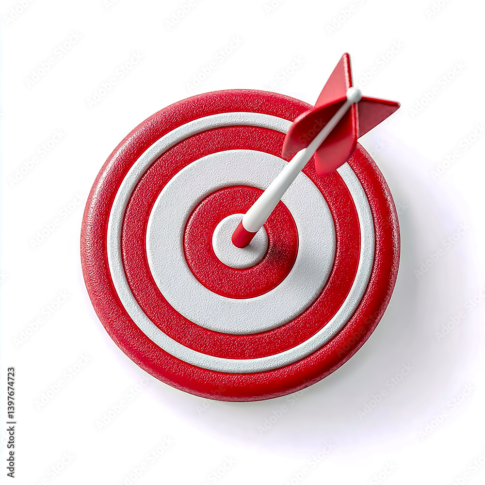 3D icon of a red and white target with an arrow, a simple design, isolated on a solid white background, 3D icon of a red and white target with an arrow, a simple design, isolated on a solid white background,
