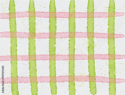 Cute watercolor gingham artwork with textures