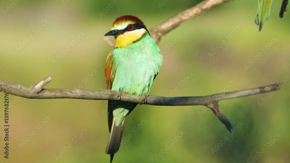 paradise, cheerful bird looks around and flies away paradise, cheerful bird looks around and flies away
