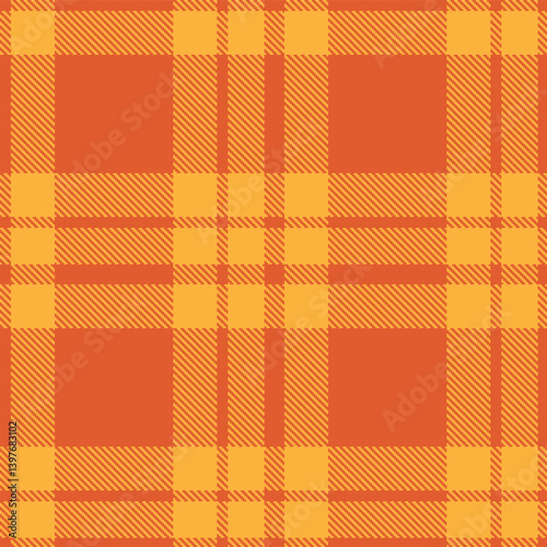 Pale brick orange Seamless Tartan with Fire butterscotch accents Textile Design