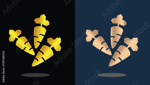 Vector logo image for a business or company in the form of a beautiful and pretty and unique carrot vegetable fruit image with a black and white background for design purposes