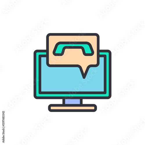 Contact support colored icons, minimalist vector illustration ,simple transparent graphic element .Isolated on white background