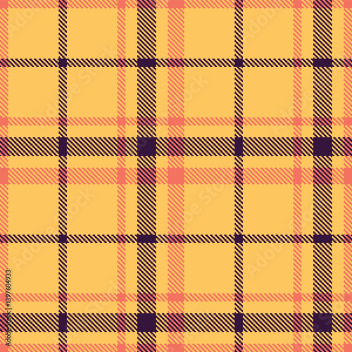 Plaid pattern seamless. Light butterscotch & Muted salmon Tartan Textile Design. 