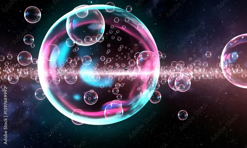 Floating Bubbles Abstract Background Animated Nebula Cosmic Effect