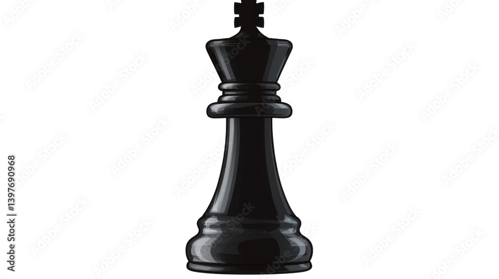 Fototapeta premium Black Chess King Piece Isolated on White Background