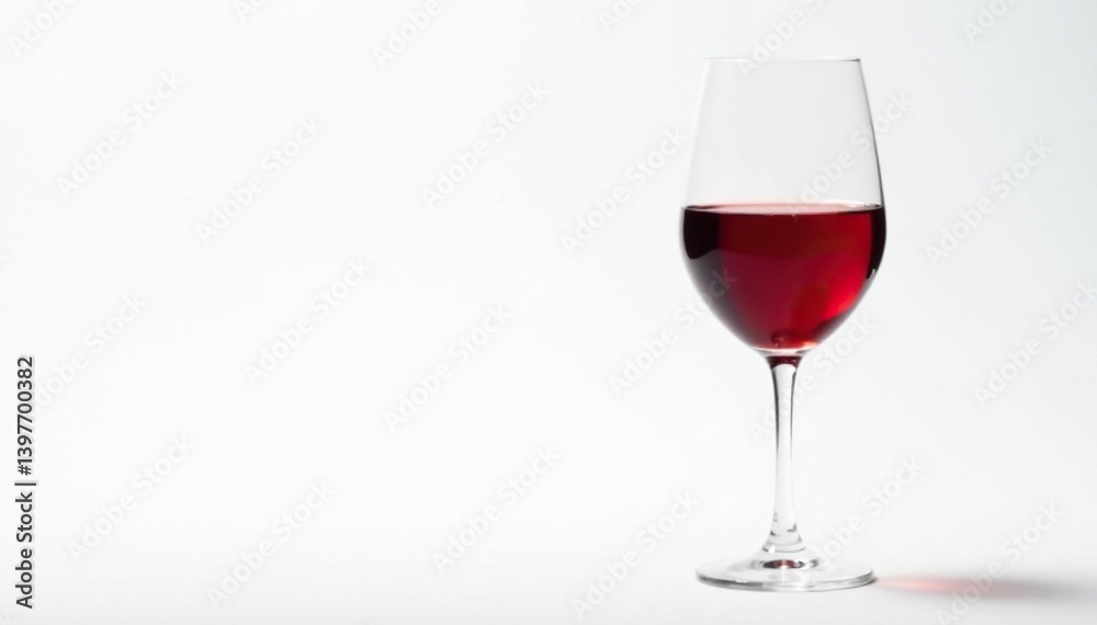 Single elegant red wine glass isolated on bright white , clear glass, red wine Single elegant red wine glass isolated on bright white , clear glass, red wine