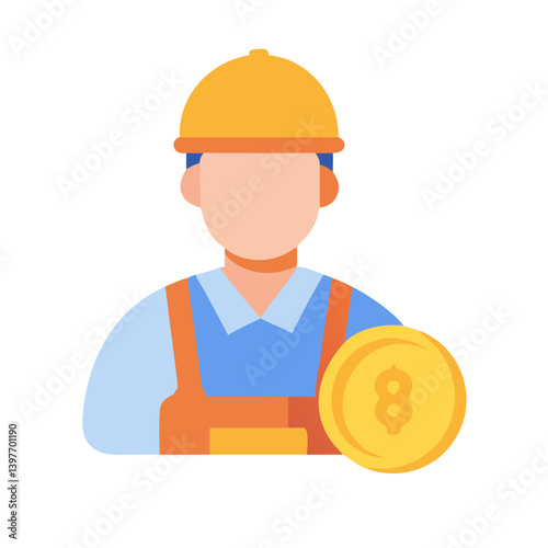 Construction Worker with Coin Icon Design Representing Labor
