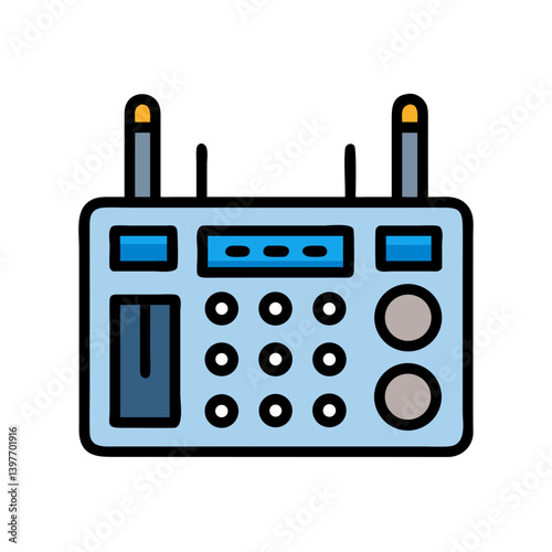 Radio Transmitter with Dials Representing Communication Icon Design