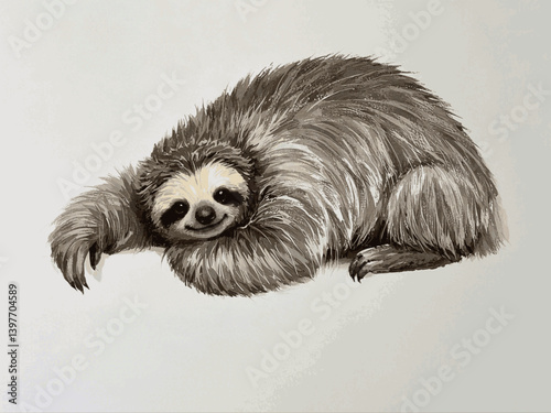 Slow dance of rainforest whispers sloth isolated watercolor vector illustration svg