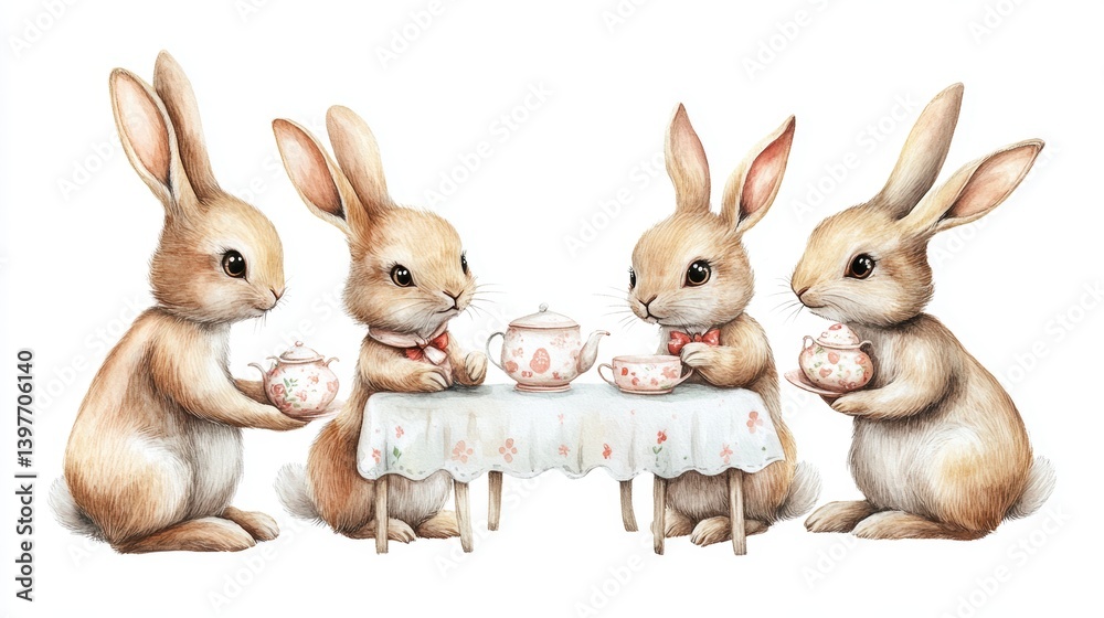Obraz premium two rabbits on a white background