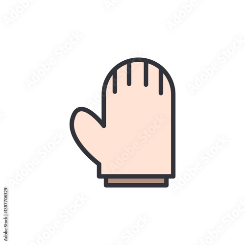Oven mitt colored icons, minimalist vector illustration ,simple transparent graphic element .Isolated on white background