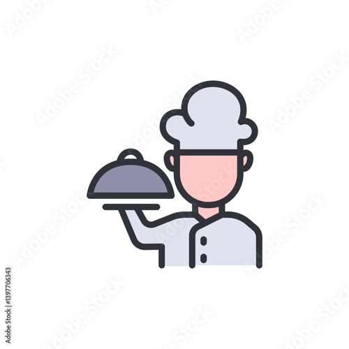 Serving food colored icons, minimalist vector illustration ,simple transparent graphic element .Isolated on white background