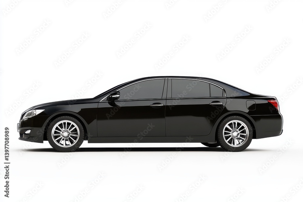A black sedan with a glossy finish positioned slightly off center A black sedan with a glossy finish positioned slightly off center