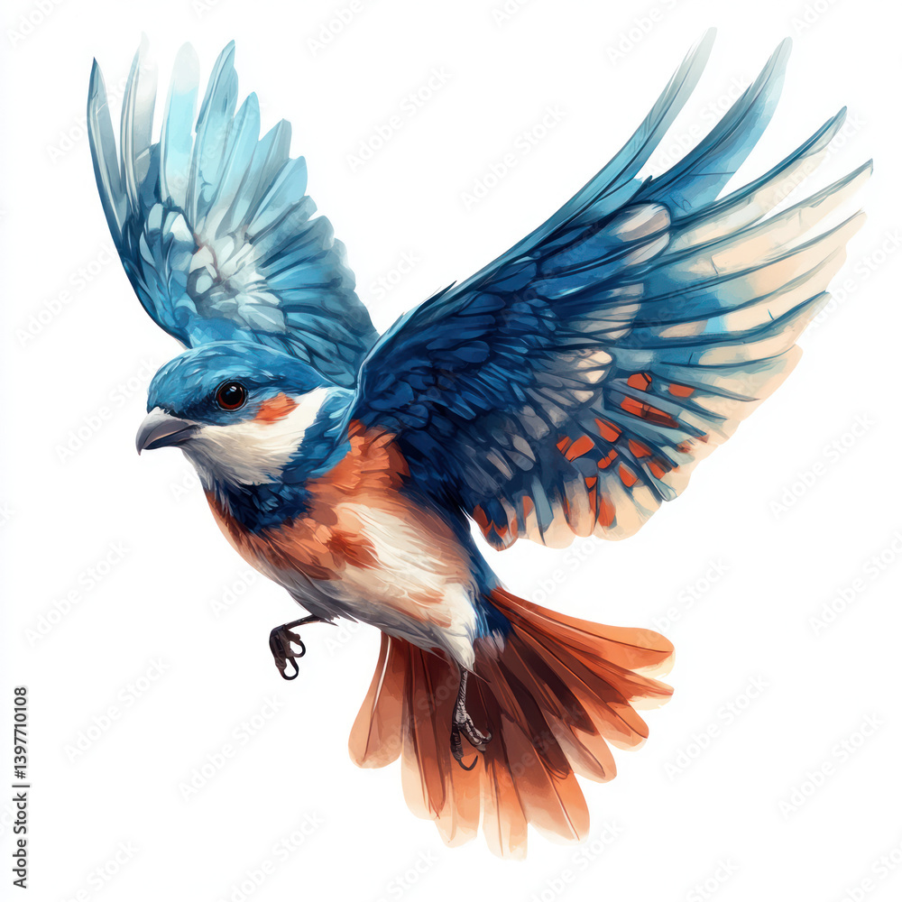 Obraz premium blue bird isolated on white background