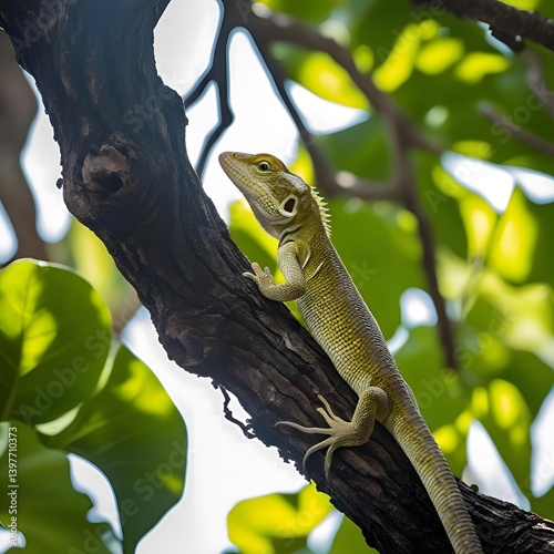 green lizard on a tree