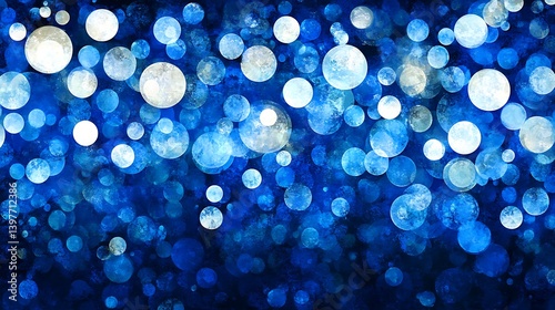A dazzling display of bokeh circles in shades of blue and white.