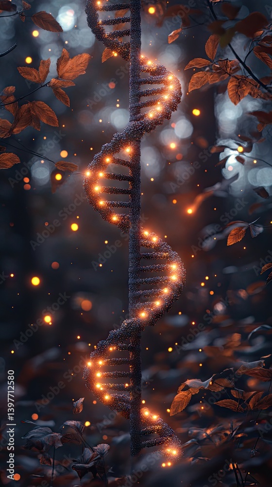 DNA spiral in autumnal forest DNA spiral in autumnal forest