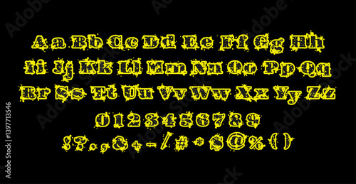 Grunge Alphabet Letters - Distressed, Rough, and Vintage Typography Elements for Creative Designs. Dirty textured vector font. Typographic distressed font with dry brush strokes.