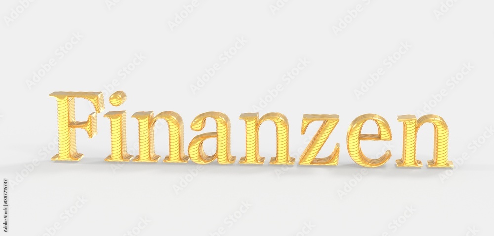 3D rendered golden text spelling 'Finanzen' (German for finance). Ideal for financial concepts. 3D rendered golden text spelling 'Finanzen' (German for finance). Ideal for financial concepts.