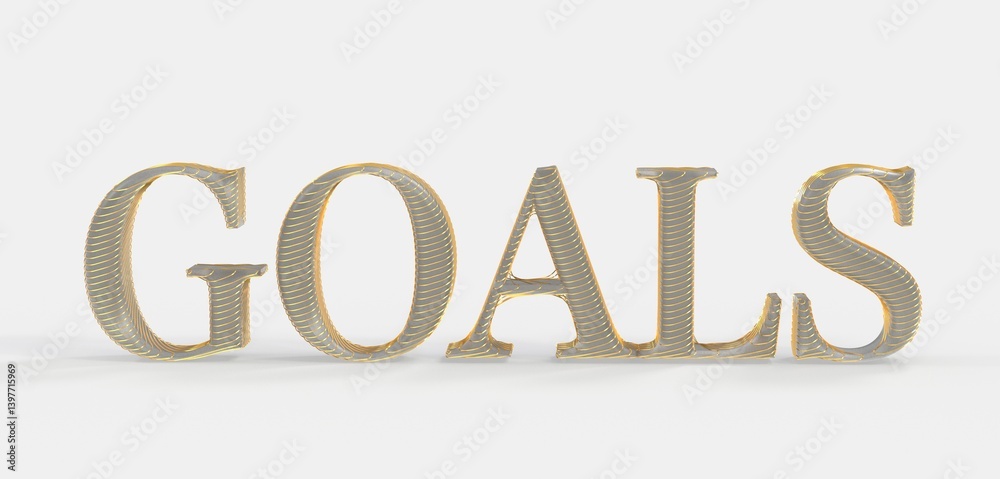 High-quality 3D render of the word GOALS in gold. Perfect for business, motivation, and success concepts. High-quality 3D render of the word GOALS in gold. Perfect for business, motivation, and success concepts.