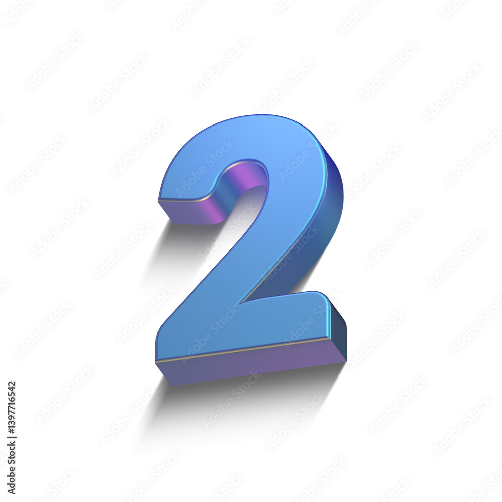 set of 3d metallic blue extruded numbers, 3d illustration, two set of 3d metallic blue extruded numbers, 3d illustration, two