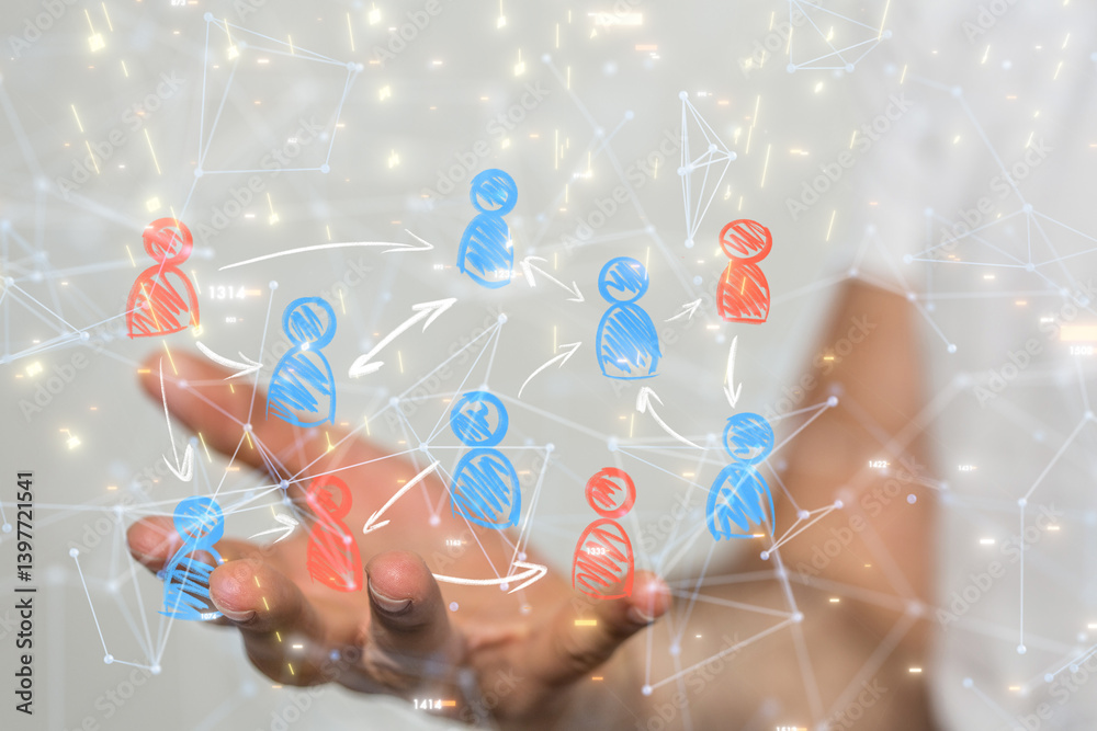 Global network. Blockchain. 3D illustration. Neural networks and artificial intelligence. Abstract Global network. Blockchain. 3D illustration. Neural networks and artificial intelligence. Abstract