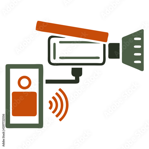 Surveillance Camera and Intercom System Illustration on White Background
