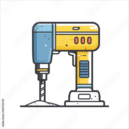 electric jackhammer illustration of a Power Drill in Action – Representation of Construction and DIY Work Vector Art, Labor day