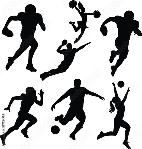 Wallpaper Mural football players silhouettes Torontodigital.ca
