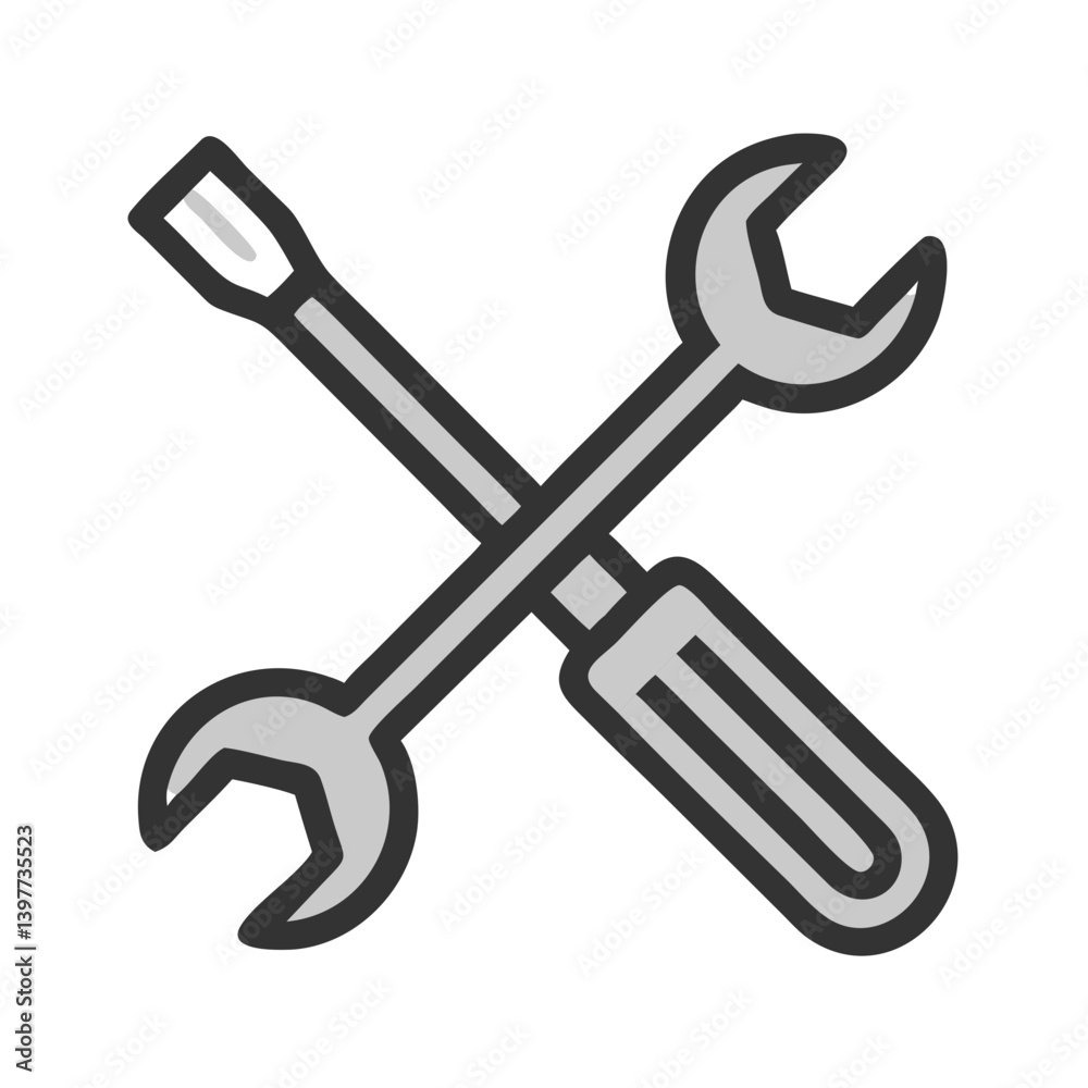 Crossed Wrench and Screwdriver Tools Icon Design Crossed Wrench and Screwdriver Tools Icon Design