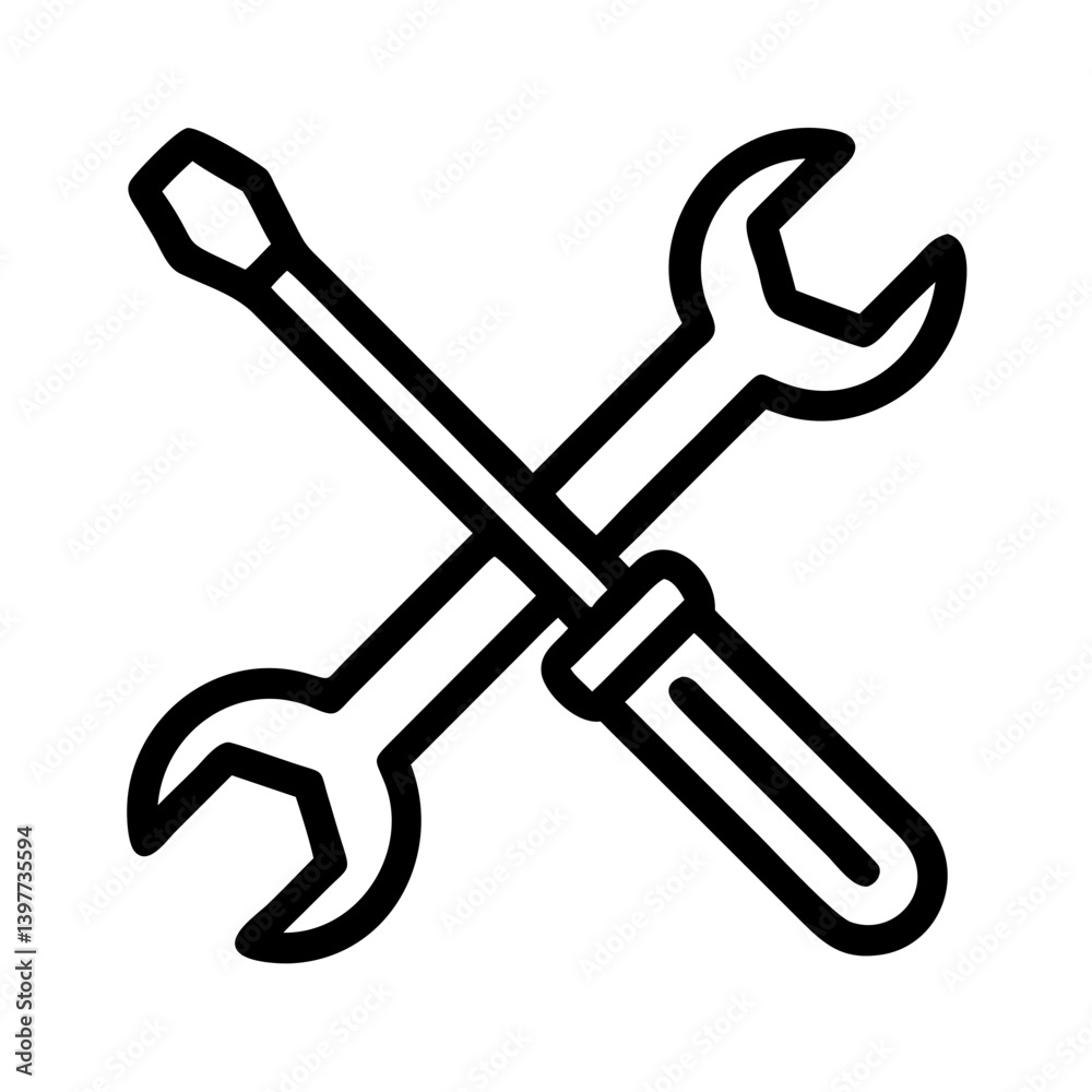Crossed Wrench and Screwdriver Tools Icon Design Crossed Wrench and Screwdriver Tools Icon Design
