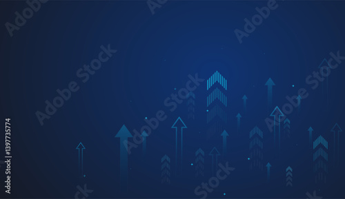 A vibrant gradient and varied arrow styles highlight increasing momentum, ideal for visualizing financial or business success. concept vector illustration