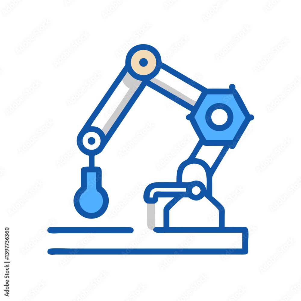 Robotic Arm Icon Design Pouring Industrial Liquid Robotic Arm Icon Design Pouring Industrial Liquid