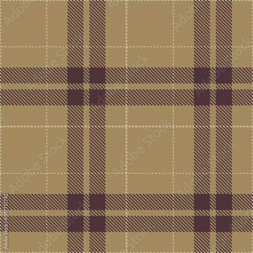 Elegant Highland dark beige & Classic putty Seamless Tartan Textile Design