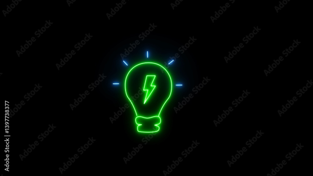 Neon line technology light bulb icon isolated on black background. neon line light icon illustration. Neon line technology light bulb icon isolated on black background. neon line light icon illustration.
