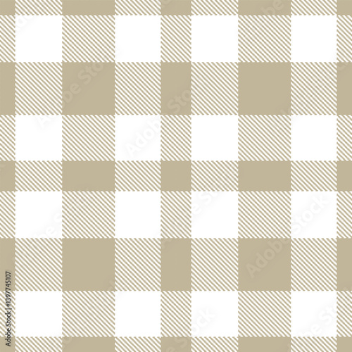 Plaid pattern seamless. Highland putty & Vintage white Tartan Textile Design. 