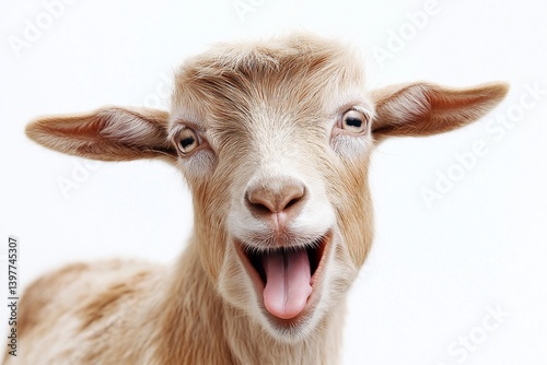 A charming young goat displaying a playful demeanor, creating joy and fun in its expression and posture.