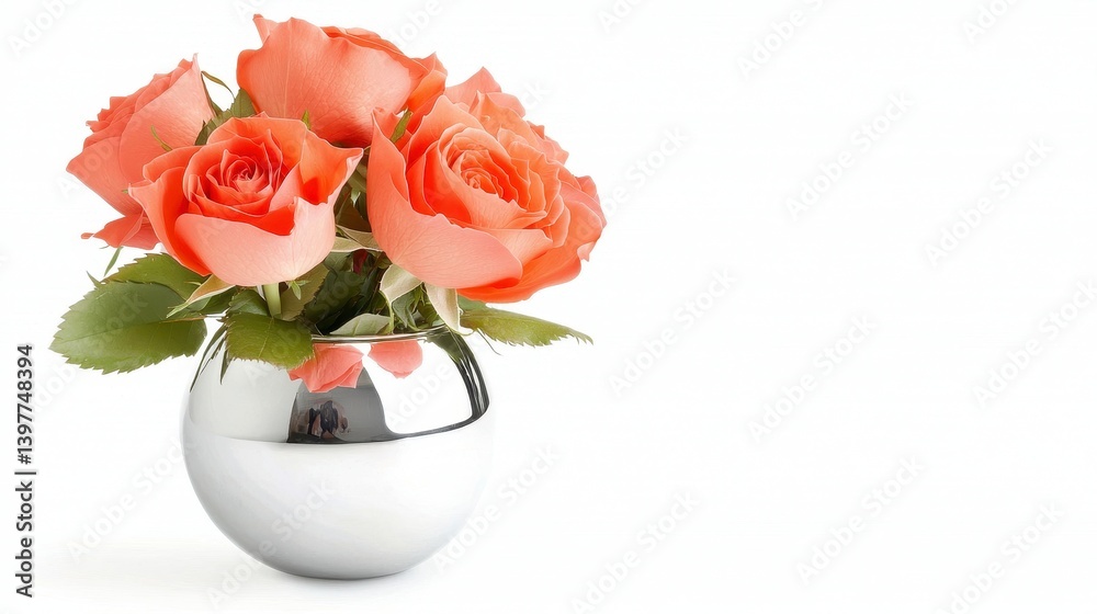 Fototapeta premium Roses in Silver Vase Still Life