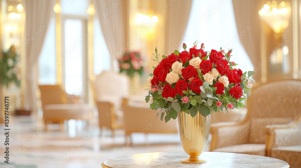 Fototapeta premium Roses in Vase Interior Elegance