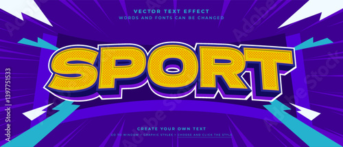 Bold comic style sport text effect on purple background